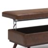 Owen - Lift Top Large Coffee Table Storage Ottoman - Distressed Chestnut Brown - Image 3