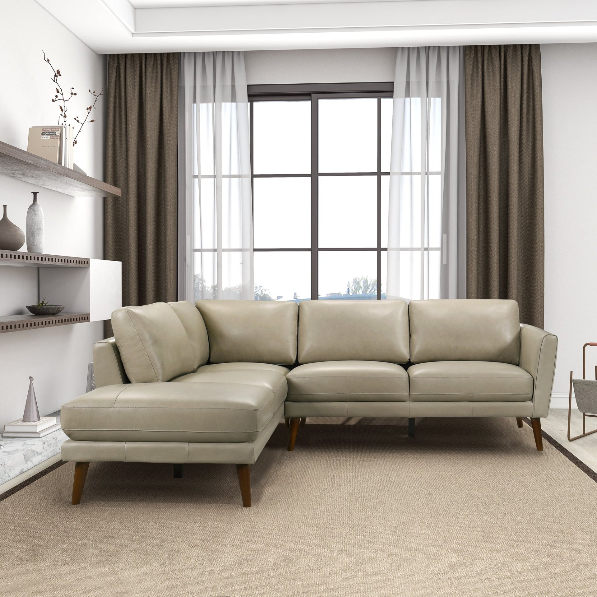 Benson - Sectional Sofa Left Facing Chaise - Beige - Image 4