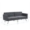 Futon Sofa Bed Convertible Folding Lounge Couch, Armrests - Dark Gray - Image 3