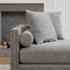 Chenille Upholstered Chaise Lounge With Nailheads And Rubberwood Legs, Wide Sleeper Sofa With 4 Throw Pillows & 2 Bolsters - Gray - Image 8