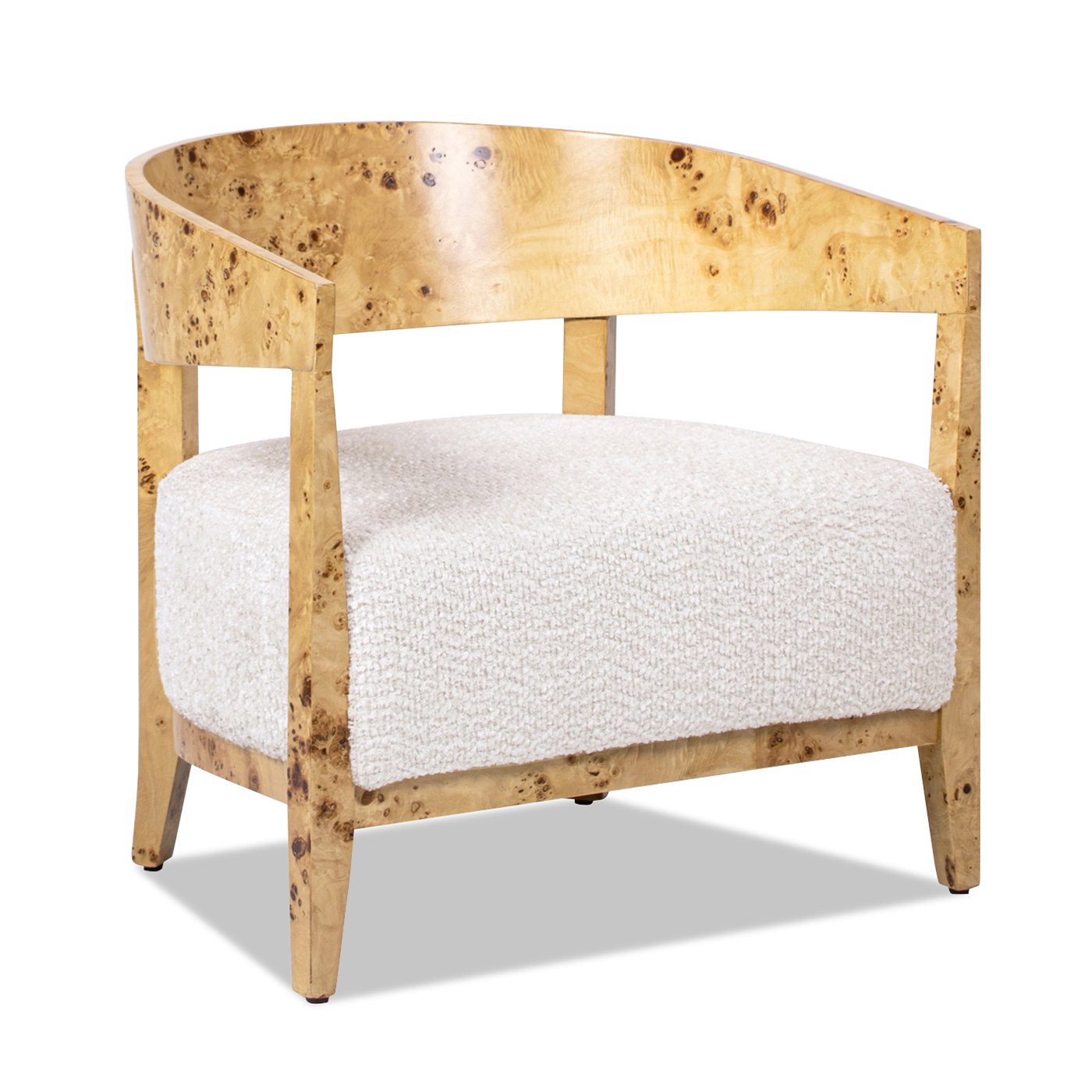 Madrid - Burl Barrel Accent Arm Chair - Seashell White - Image 4