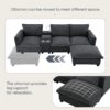 Modern Sectional Cloud Sofa With Console USB Charger Reading Light Cup Holder, Wide Seat 4 Seat Modular Couch Storable Indoor Funiture - Dark Gray - Image 23