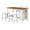 5 Pieces Counter Height Rustic Farmhouse Dining Room Wooden Bar Table Set With 2 Stools And 2 Chairs - White - Image 8