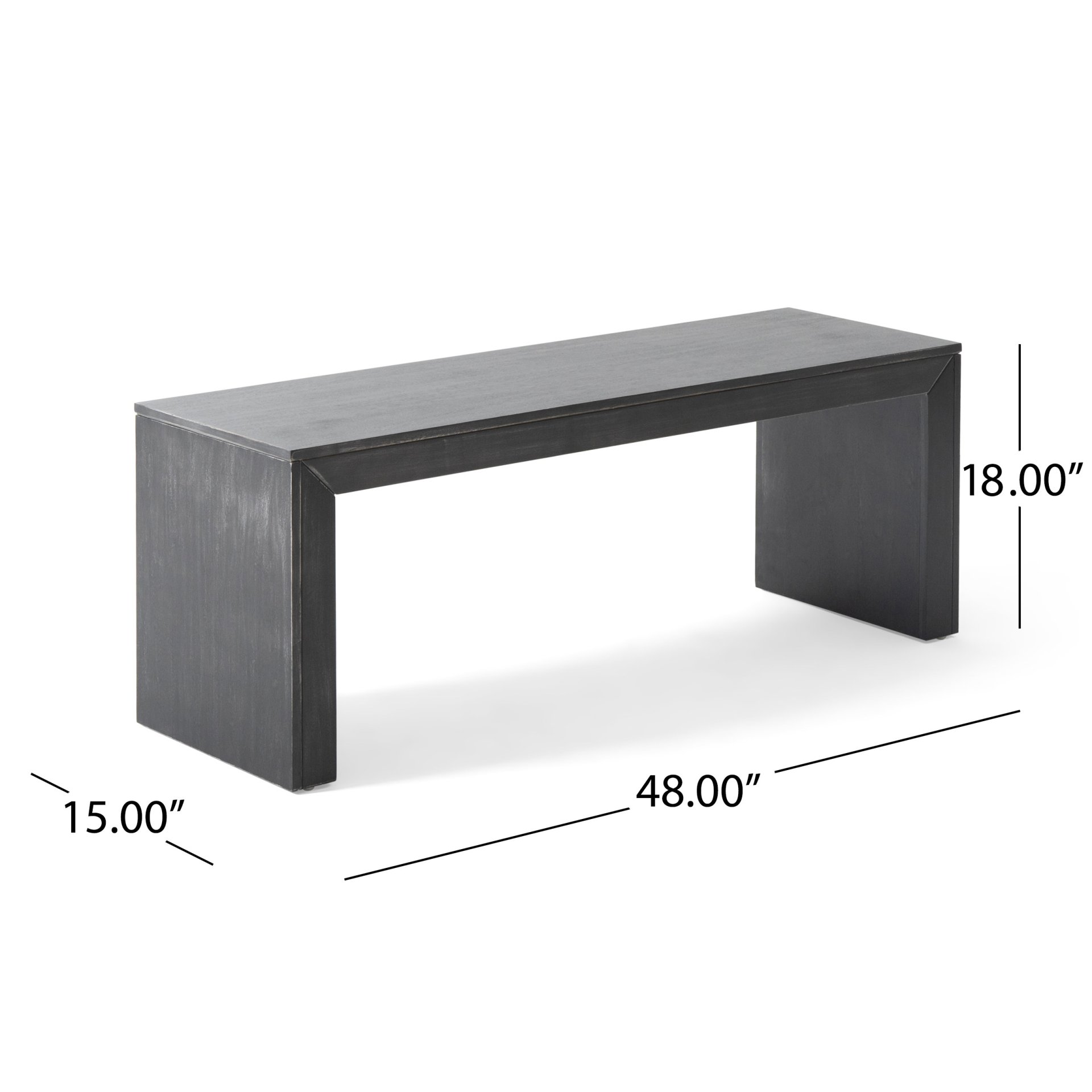 Farmhouse Style Acacia Wood Dining Bench Durable Rustic Design - Black - Image 3