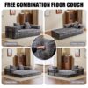 Floor Couch, Compression Sofa, Convertible Floor Sofa Bed & Pillow Back Support Armrest - Dark Gray - Image 6