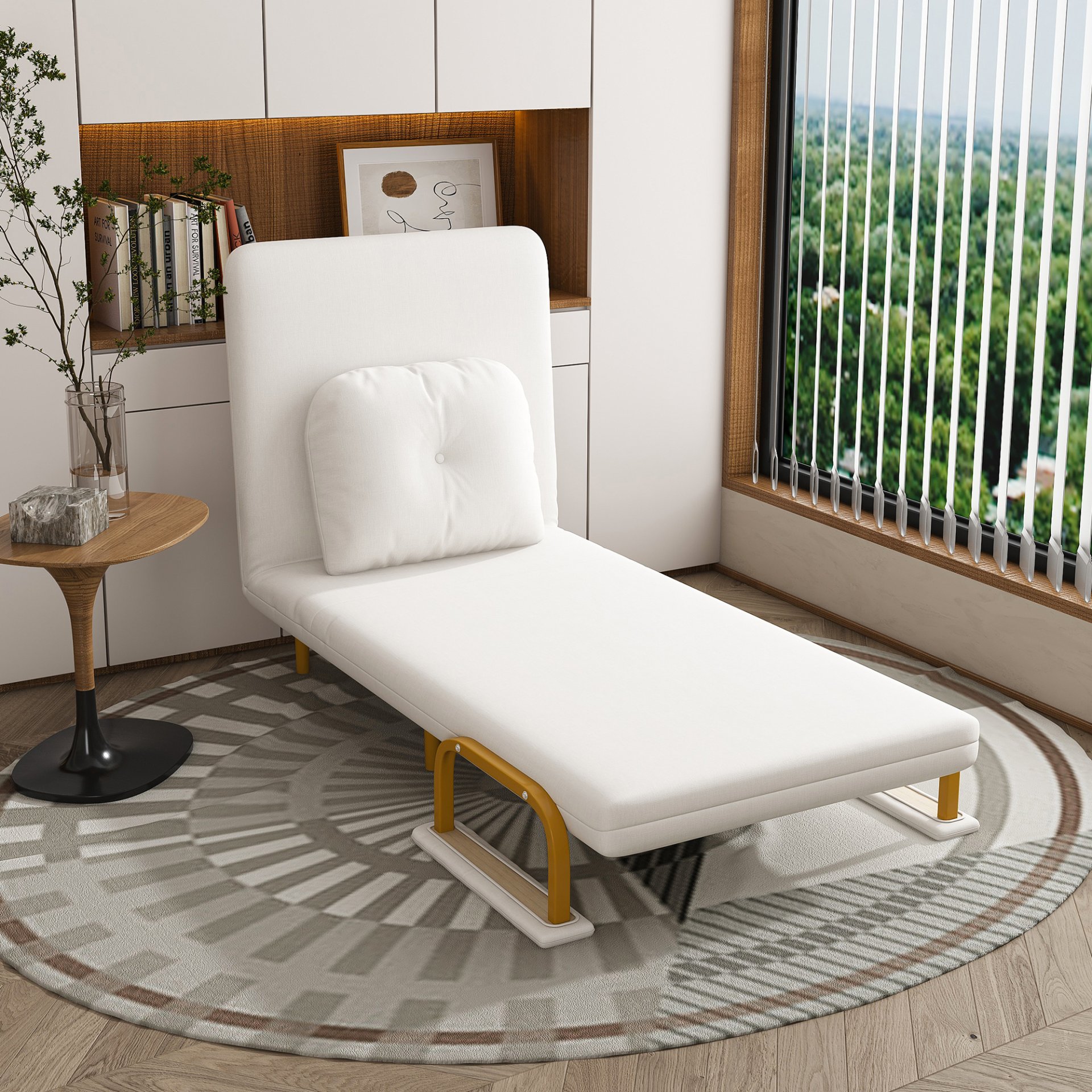 3 In 1 Convertible Folding Sofa Bed With Adjustable Backrest And Pillow - White - Image 12