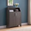 Shoe Cabinet Storage Cabinet With Five Shelves - Gray - Image 2
