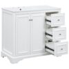 36" Transitional Bathroom Vanity With Sink, Soft Close Doors, Adjustable U Shelf, 3 Drawers - White - Image 15
