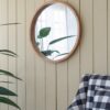 Wood Round Mirror, Farmhouse Decor Style Circle Wall Mirror For Living Room Bathroom Entryway - Brown - Image 4