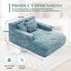 Chenille Interior Lazy Sofa Chaise Lounge Armchair With 3 Pillows And Armrests - Mint Blue - Image 3