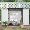 5X3Ft Outdoor Storage Shed Waterproof Resin Cabinet With Lockable Doors For Bikes And Patio Furniture - Black - Image 4