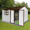 10'x8' Garden Sheds Outdoor Storage Sheds With Window - White / Coffee - Image 4