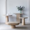 Round Dining Table With Pedestal Base - Cream - Image 10