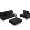 Memphis - Velvet Reversible Sectional Sofa Ottoman With Storage Compartment, Drawer, USB ports, Charging Outlets - Image 2
