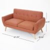 Mid Century Modern Loveseat Sofa With Button Tufted Backrest - Burnt Orange - Image 3