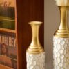 Floor Metal Vase Modern Style Decoration Home Metal Vase (Set of 3) Gorgeous Home Decoration Large Glazed Metal Vases - Gold / White - Image 19