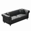 Chesterfield 3 And 3 Seater Sofa Set With Roll Armrest - Black - Image 7
