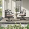 Patio Outdoor Aluminum Dining Swivel Rocker Chairs With Cushion (Set of 2) - Spectrum Sand - Image 2