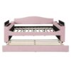 Full Size Upholstered Daybed With Storage Armrests, Trundle And Latest Integrated Bluetooth Audio System, Teddy Fleece - Pink - Image 2