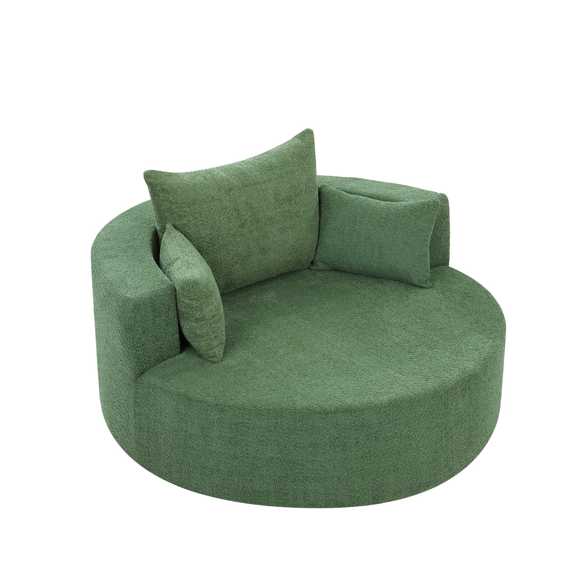 360° Swivel Chair Accent Barrel Chair Swivel Round Sofa Chair With 3 Removable Pillows For Living Room, Office And Hotel - Green - Image 18