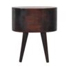 Rounded Wooden Bedside Table - Walnut - Image 4