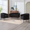 3 Piece Living Room Furniture Set Sofa & Armchairs - Black - Image 2
