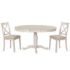 Modern Dining Table Set For 4, Round Table And 4 Kitchen Room Chairs, 5 Piece Kitchen Table Set For Dining Room, Dinette, Breakfast Nook - Antique White - Image 16