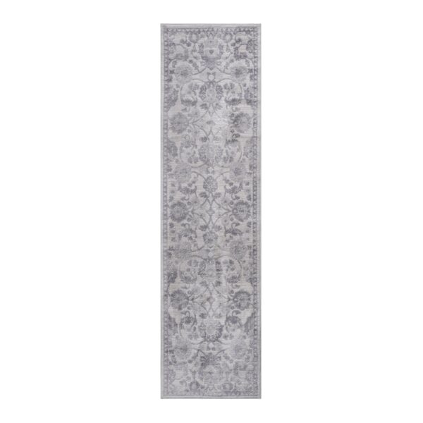 Marfi - 2' X 8' Oriental Runner Rug - Gray / Silver