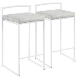 Fuji - Contemporary Stackable Counter Stool (Set of 2) - White / Light Gray