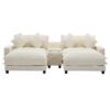 Chenille Upholstered Sectional Sofa With Removable Ottoman, USB Ports, Cup Holders, And Storage - Beige - Image 10