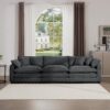 Mid Century Modern Sectional Sofa 3 Seater With Arm Pillows - Gray - Image 4