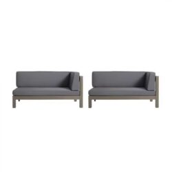 Brava - X Back Right Corner Bench (Set of 2) With Water Resistant Cushions - Dark Gray