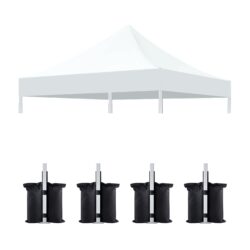 10 0 Ft Canopy Replacement Top With 4 Pack Weight Bags Pop Up Tent Cover Only Frame Not Included - White