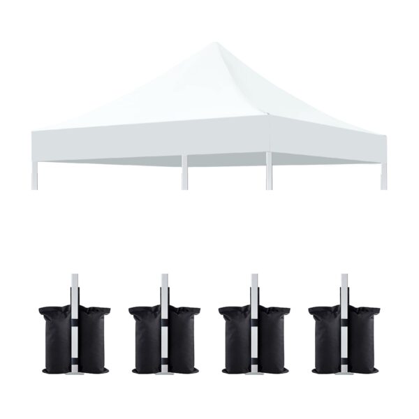 10 0 Ft Canopy Replacement Top With 4 Pack Weight Bags Pop Up Tent Cover Only Frame Not Included - White