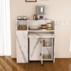 Multifunctional Folding Dining Table With Wall Mounted Sideboard & Storage Space Saving Design - White - Image 4