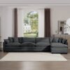 Modern Upholstered 4 Seater Corduroy Sofa With Footstool Corduroy Fabric - Gray - Image 12