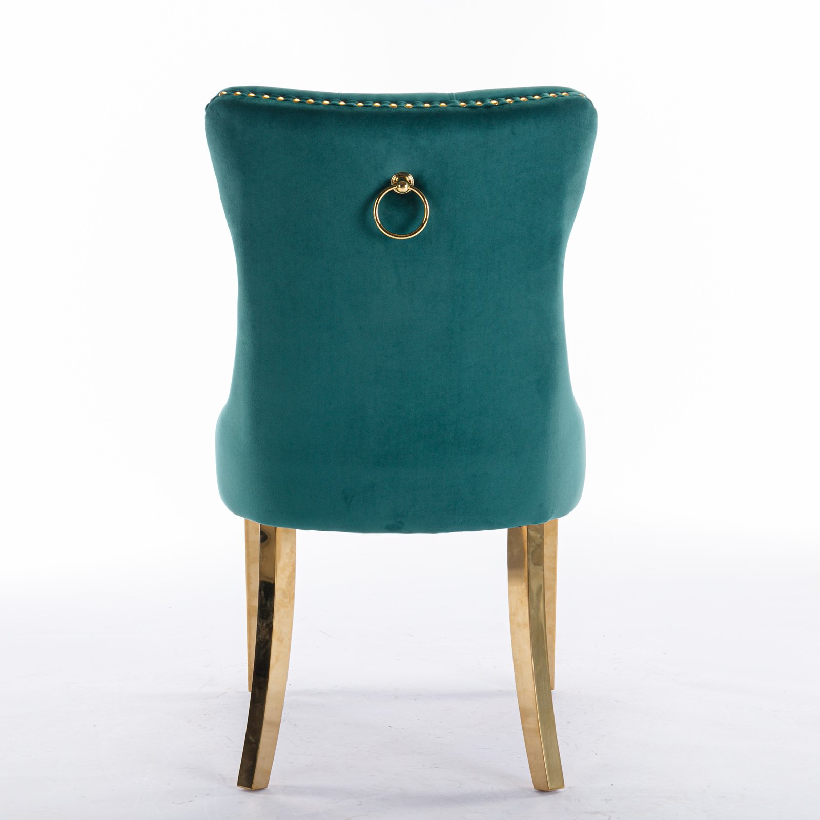 Nikki - Modern, High-End Tufted Solid Wood Contemporary Velvet Upholstered Dining Chair With Golden Stainless Steel Plating Legs, Nailhead Trim (Set of 2) - Green - Image 7