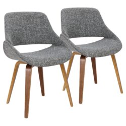 Fabrico - Mid-Century Modern Dining Chair (Set of 2) - Walnut / Gray