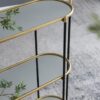 3 Tier Metal Console Table, Mirrored Shelf - Golden Black - Image 10