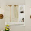 Bathroom Mirror Cabinet Wall Mounted, Medicine Cabinet, Over The Toilet Storage Cabinet With Shelves And Towel Rack - White - Image 7