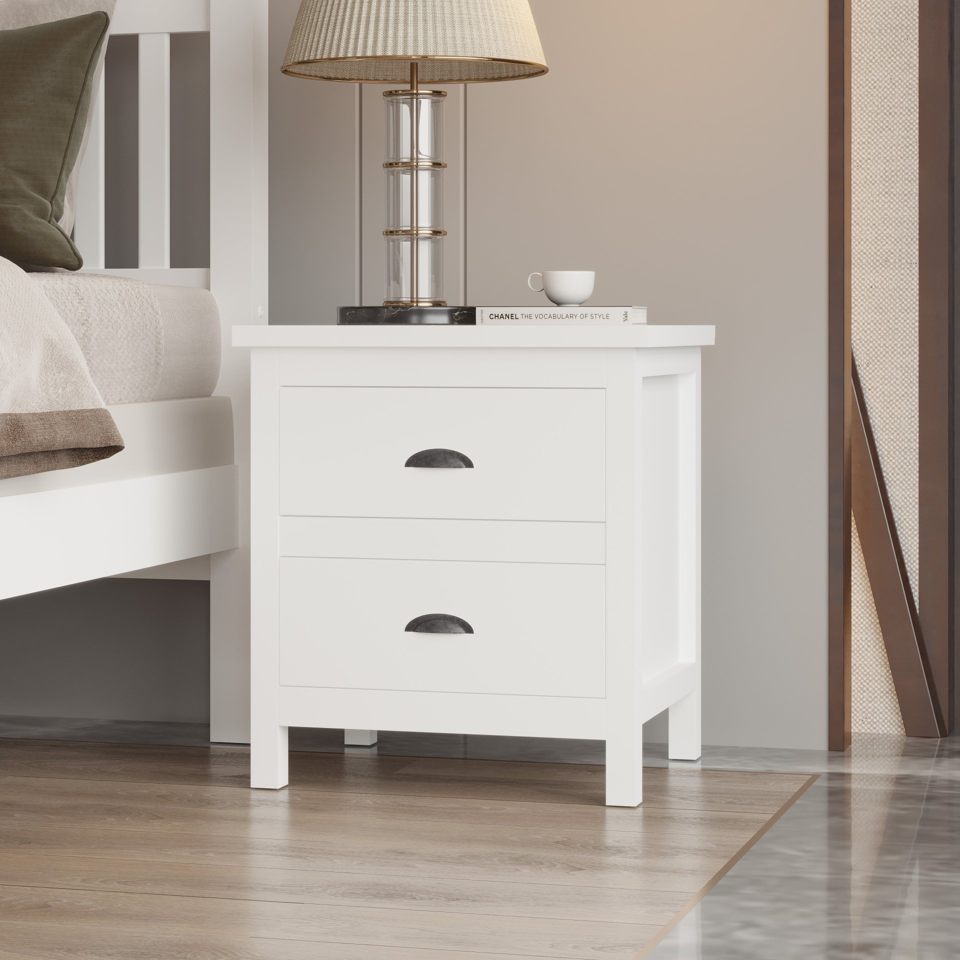 Versatile Solid Wood Night Stand With Drawers For Living Room And Bedroom - White - Image 2