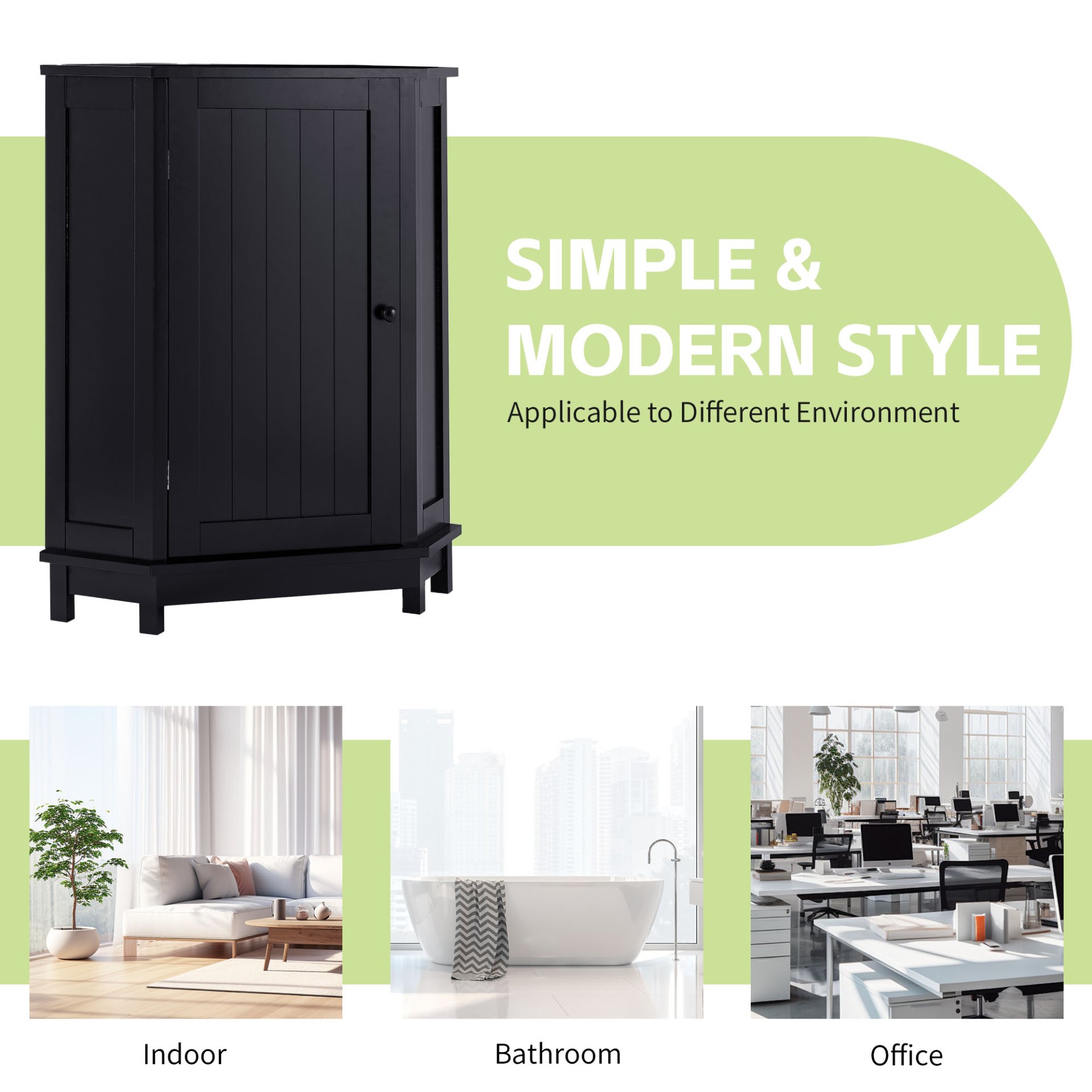 Bathroom Cabinet Triangle Corner Storage Cabinet With Adjustable Shelf Modern Style - Black - Image 7