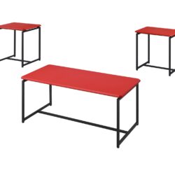 GT - 3 Piece Carbon Fiber Wrap Coffee Table And End Table (Set of 3) - Red