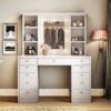 Vanity Desk With LED Lighted Mirror, Makeup Vanity With 11 Drawers, Adjustable Lighting - White - Image 2
