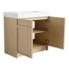 Modern Freestanding Bathroom Vanity, White Resin Sink & Soft Close Cabinet Doors - Oak - Image 14