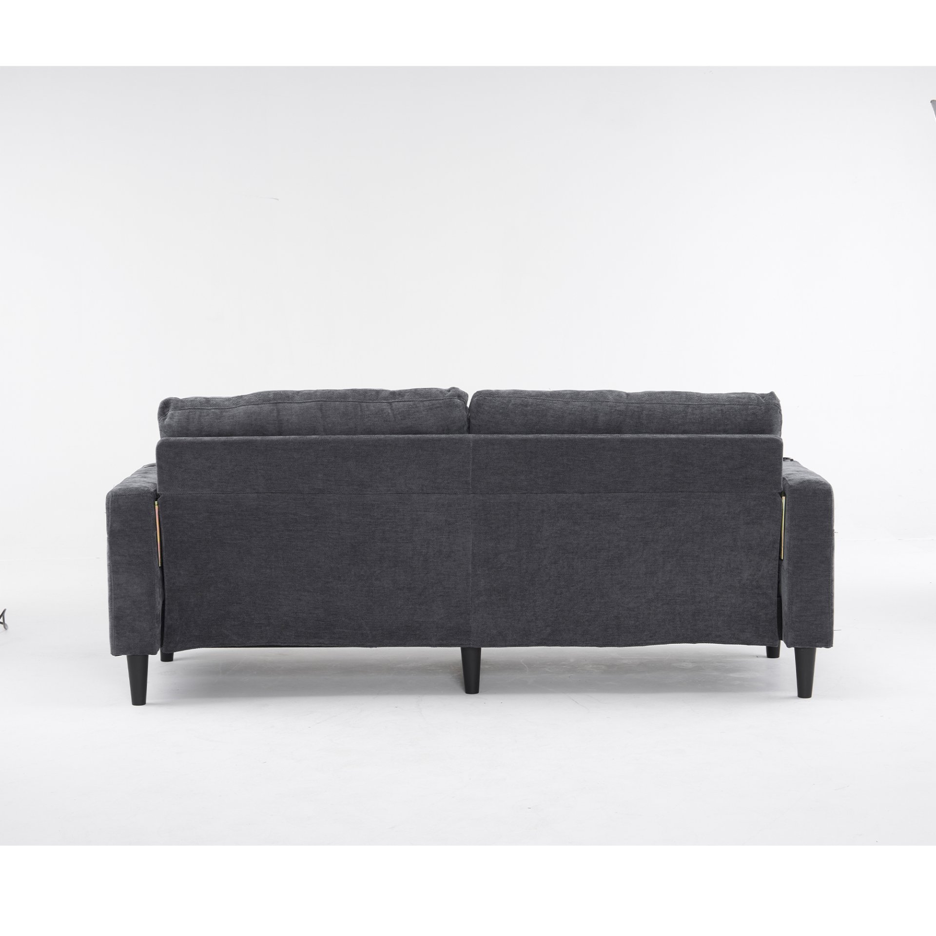 3 Seat L-Shaped Chenille Sofa With Removable And Storage Ottoman, Side Storage, And USB / C - Type Charging Ports Sofa For Living Room, Bedroom, Apartment - Antique Dark Gray - Image 10