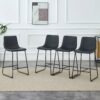(Set of 2) Modern Minimalist Style Material Bar Stools, Suitable For Kitchen, Bar And Modern Home Design - Black - Image 7
