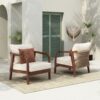 Outdoor Lounge Chair With Woven Backrest, Comfortable Cushions - Walnut - Image 3