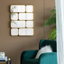 Mirror With en Metal Framed Decorative Rectangle Mirror For Bedroom Dressing Room, Hallway Or Living Spac - Gold