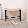 Vanity Stools Handwoven Paper Rope Ottoman For Entryway Natural Footstool For Living Room - Natural - Image 8